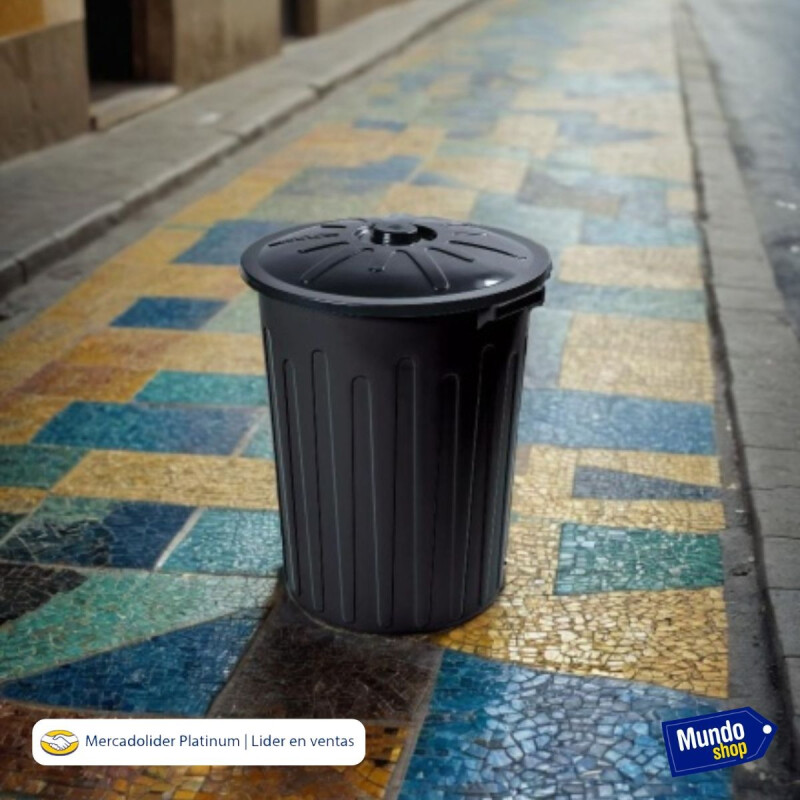 Cesto Recipiente 65l Tacho Para Residuos Basura Negro Negro