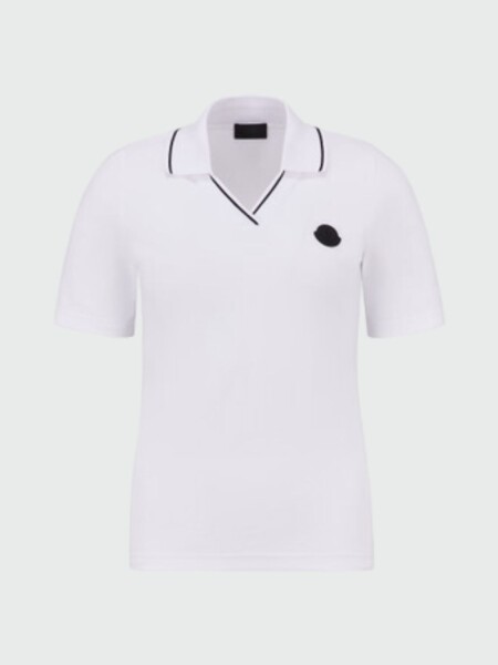 Moncler -Remera polo de algodón manga corta Negro