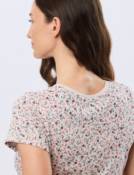 REMERA ESTAMPADA DE ALGODÓN Beige Melange