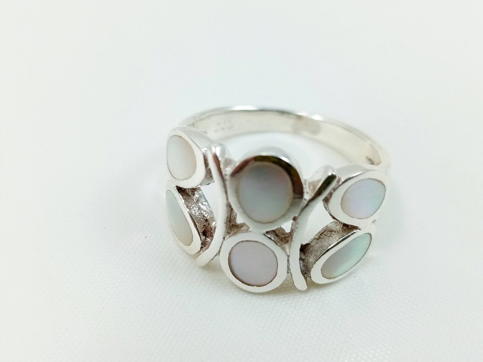 Anillo de Plata 925 y Nacar - Nácar Blanco 