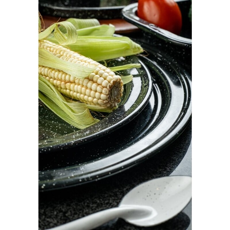 Plato Llano Cinsa de Acero Vitrificado 26 cm Negro PLATO LLANO 26CM ACERO VITRIFICADO NEGRO CINSA
