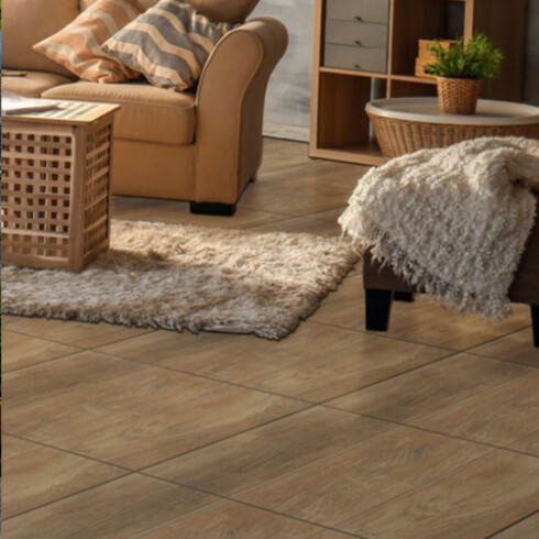 CERÁMICA PISO 56X56 DISEÑO TABLON MADERA MARRON GAMAS DE MARRON