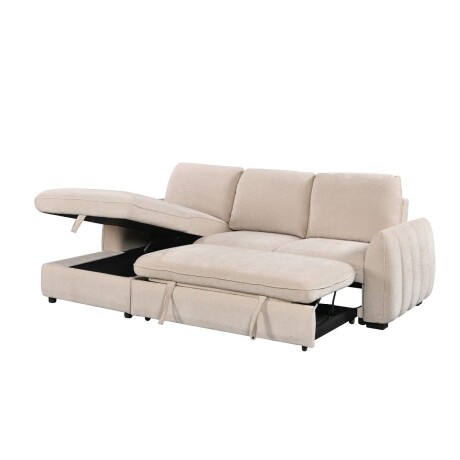 Rinconera Cama Thesi (C/Baúl) - Tela Microfibra - Chaise izquierdo City 102 (Beige)