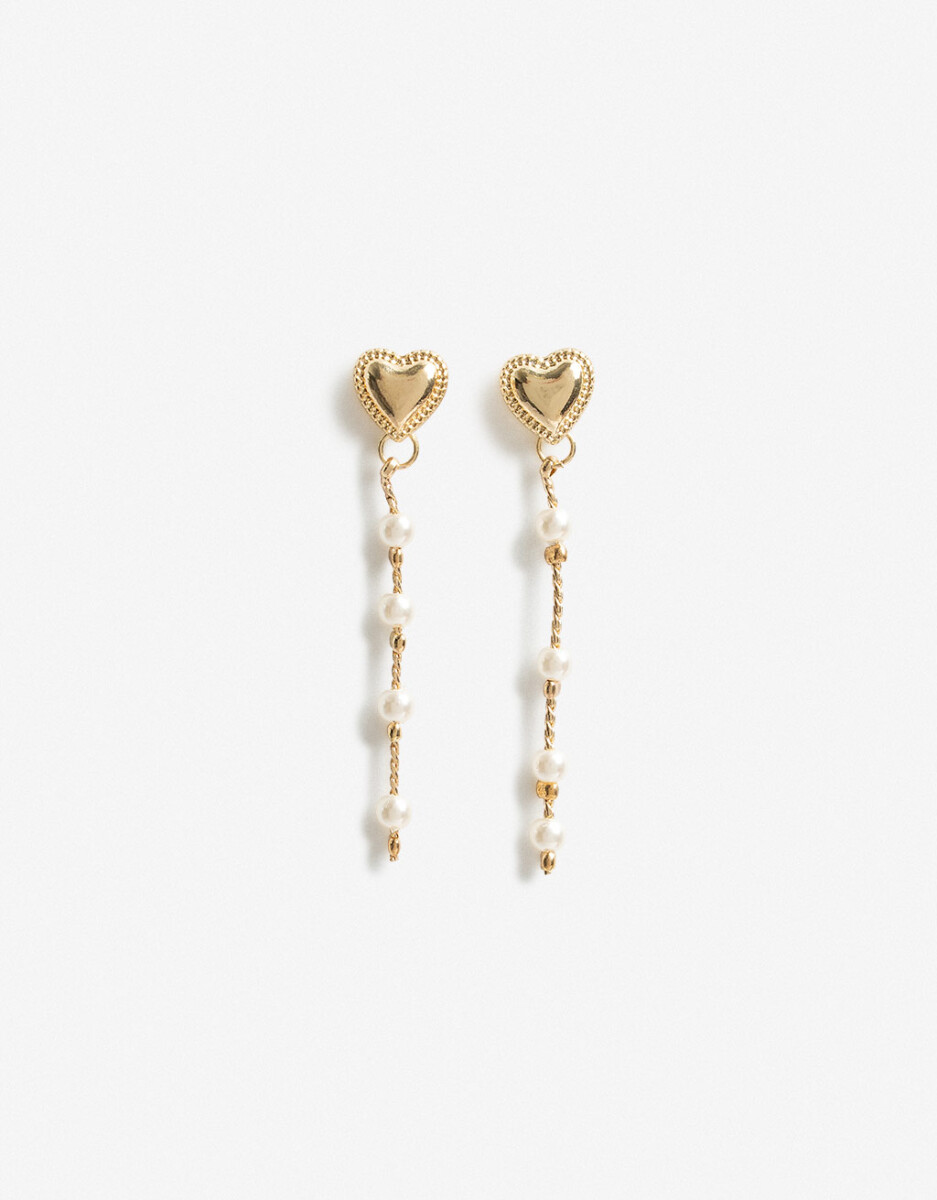 Aros Colgantes Corazón Y Perlas 