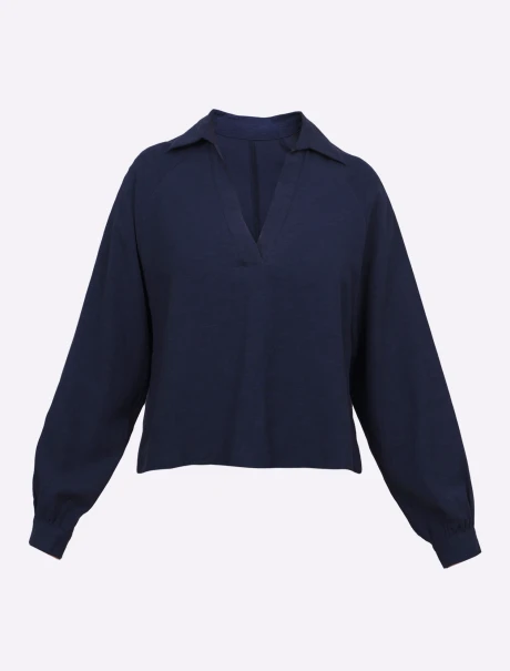 Blusa lino azul marino