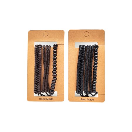 PULSERA ECO CUERO X 3 UNIDADES 13X6,8CM NEGRO