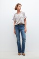 Blusa estampada con volados multicolor