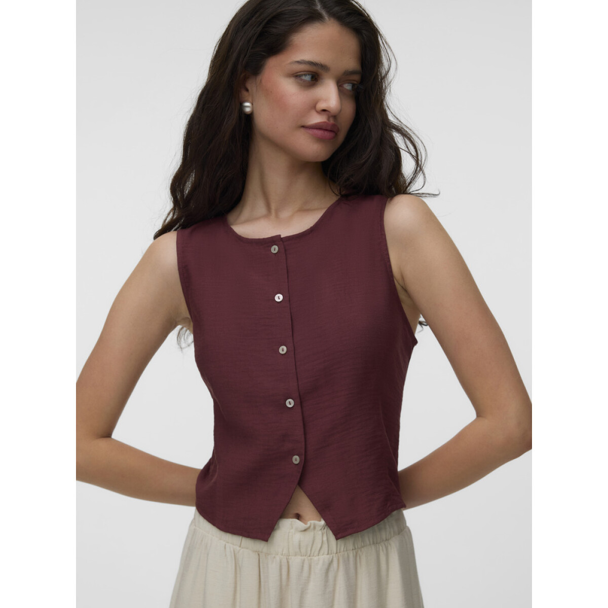 VMATHENA S/L O-NECK WAISTCOAT WVN - ANDORRA 