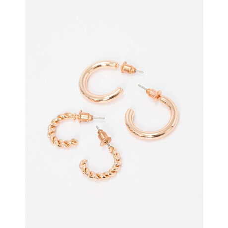 Set De Argollas Dorado Oro Rosa