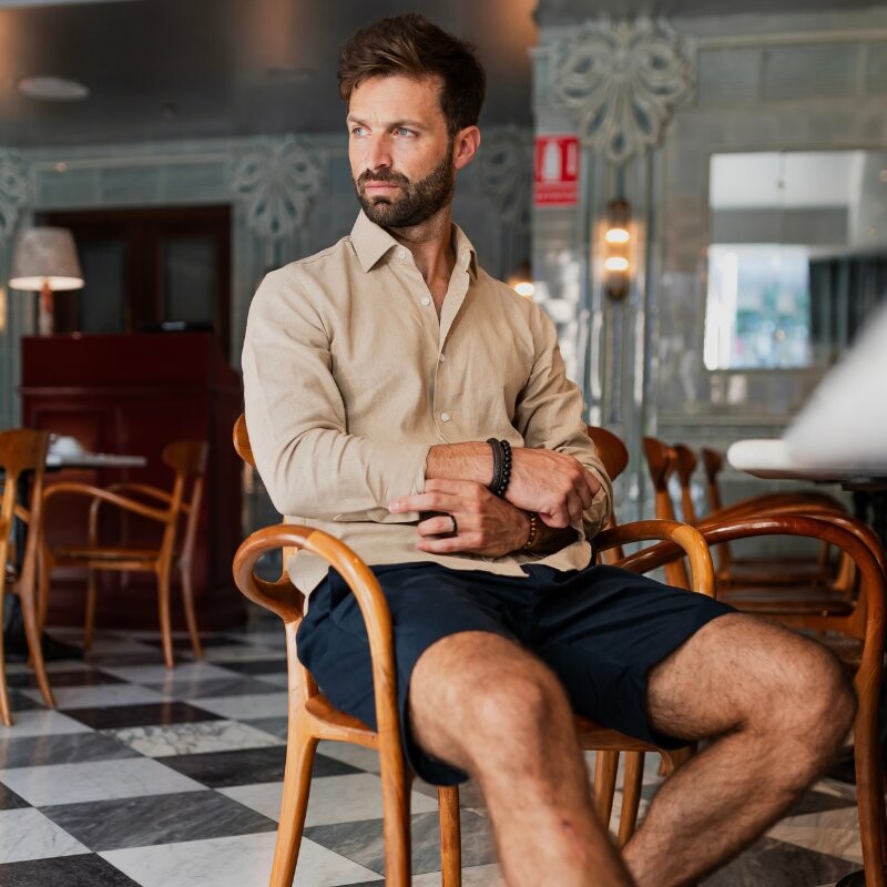 Camisa de lino Beige