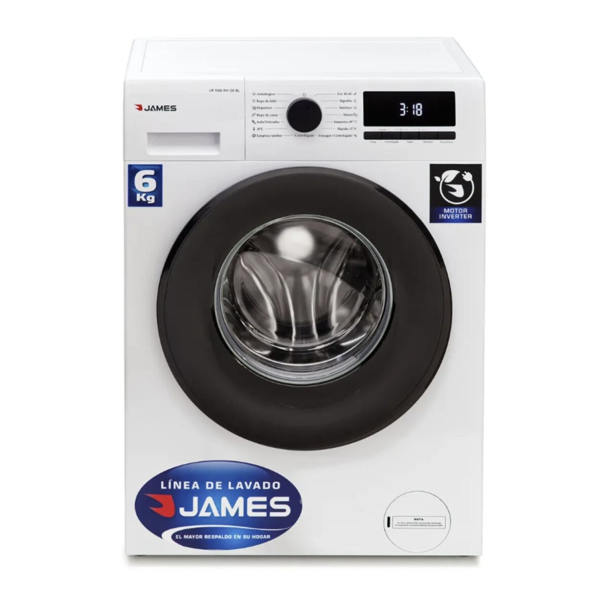 Lavarropas James 6kg Inverter modelo Lr 1006 G6 Inv Slim 