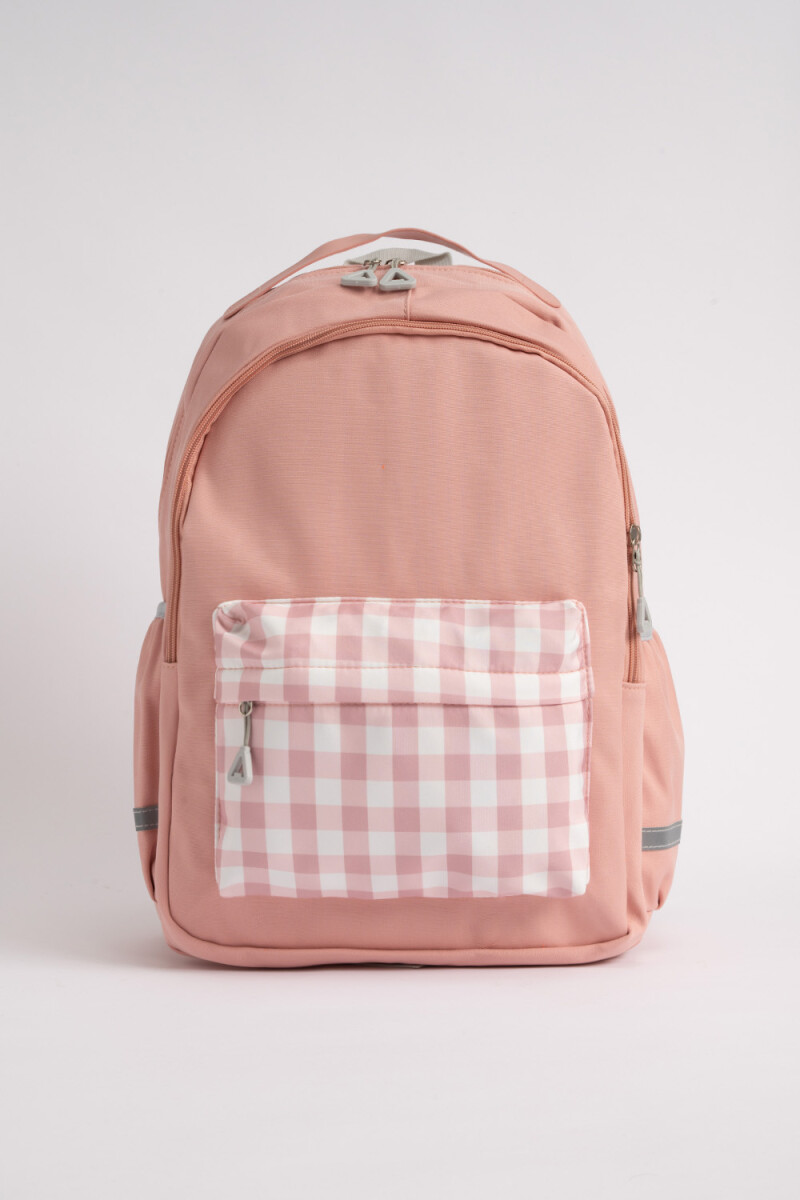 Mochila bolsillo cuadrille Rosada