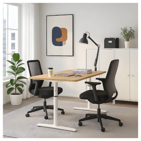 Escritorio Altura Regulable con Palanca Manual - Patas de Metal Madera