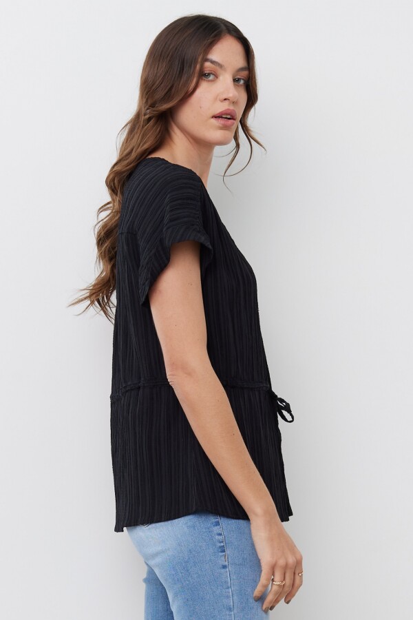 Blusa Algodon Escote V NEGRO