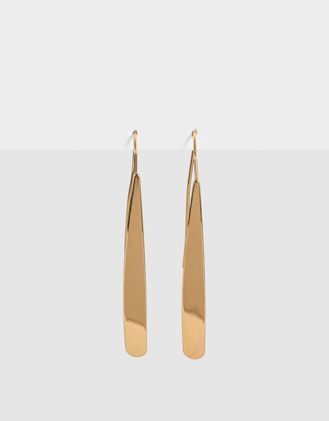 Aros Colgantes Largos Chapon Aros Largos Barrita Metal - Dorado