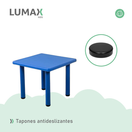 Mesa Cuadrada de Plástico y Metal para Niños 60x60cm Azul