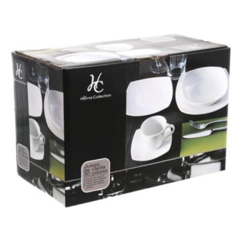 Juego de vajilla de porcelana cuadrada de 30 piezas Blanco