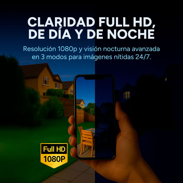 Cámara Seguridad WiFi 1080P Exterior Ip66 Inalambrica Noche Color Blanco
