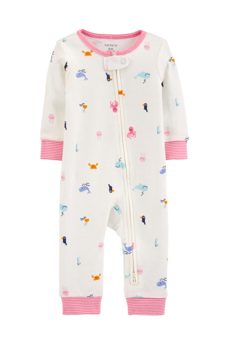 Pijama una pieza de algodón, diseño fauna marina Sin color