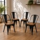 Set X4 Sillas Tolix Asiento en madera vintage NEGRO MATE