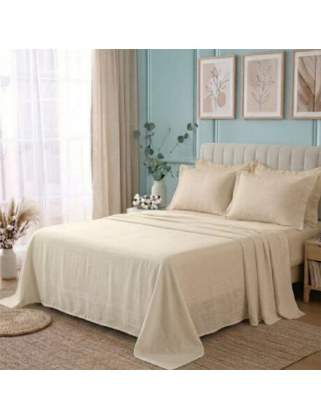 JUEGO SABANA ALGODON 300 HILOS FULL 140x190+30CM BEIGE CANNON JUEGO SABANA ALGODON 300 HILOS FULL 140x190+30CM BEIGE CANNON