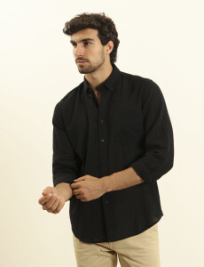 011665 CAMISA DE LINO HARRINGTON LABEL Negro