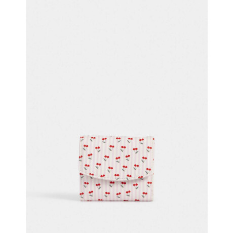 Billetera Cuerina Solapa Flores Estampado Rayas
