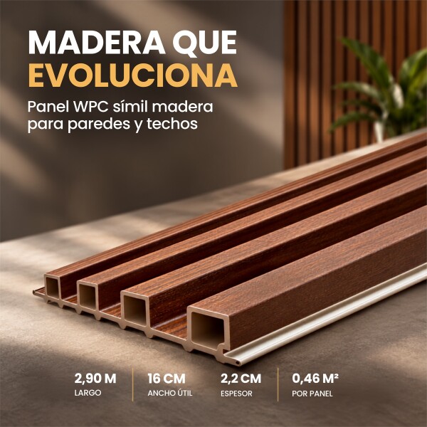 Pack x100 Wpc Simil Madera Wall Panel Lambrin 2.90m x 16.7cm Marrón madera 5