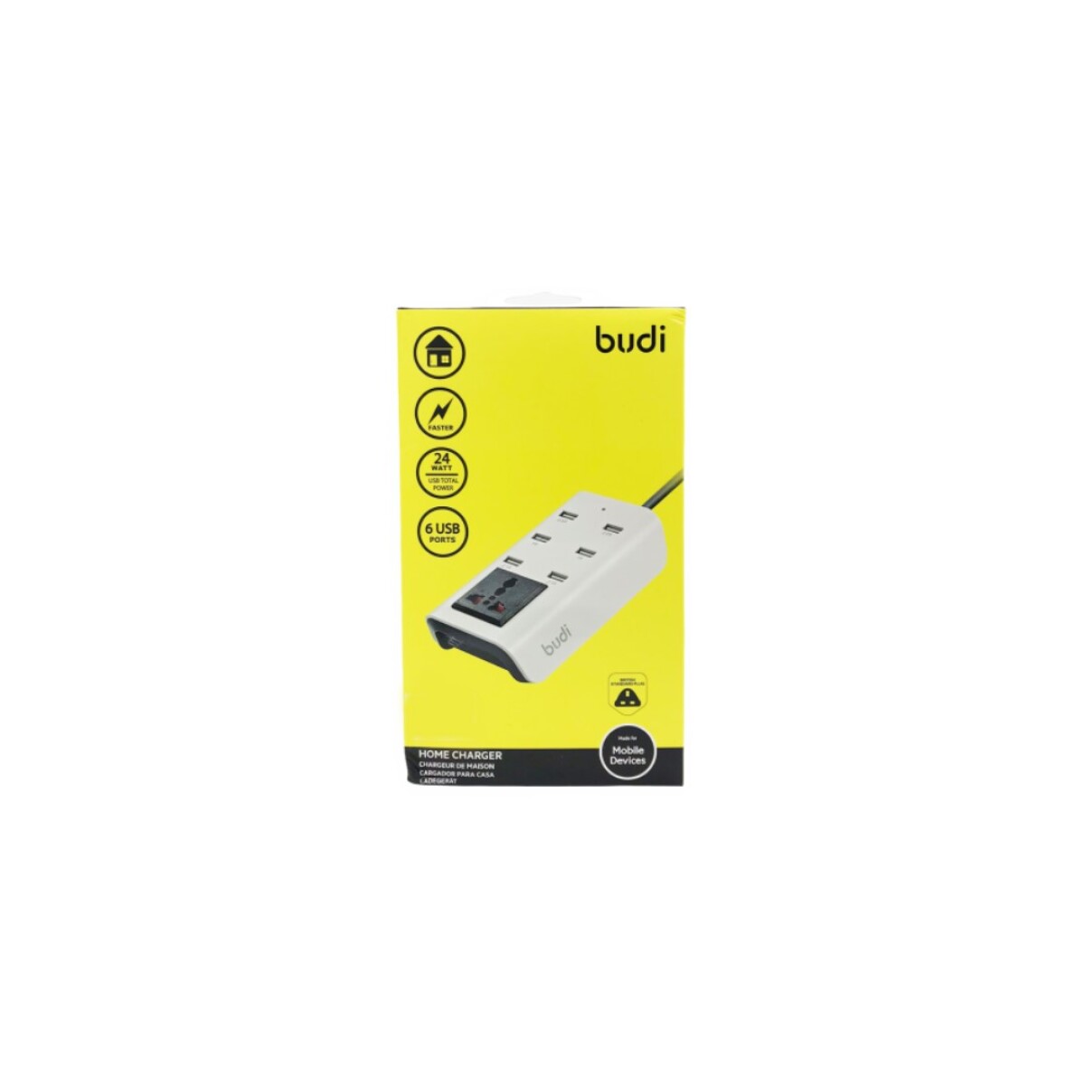 CARGADOR PARED 6 USB 24W 1.8M - BLANCO 