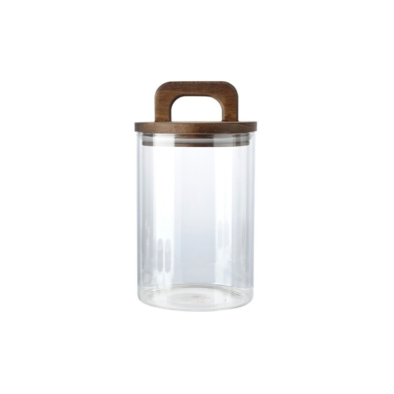 Frasco de Vidrio Borosilicato Selecta 800 ml con Tapa de Madera de Acacia RECIPIENTE BORO 800ML TAPA MADERA ACACIA D10XH17.3CM