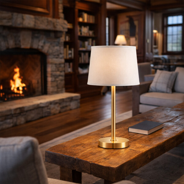 Lampara De Escritorio Mesa Portátil 220V Con Puerto Usb Color Dorado