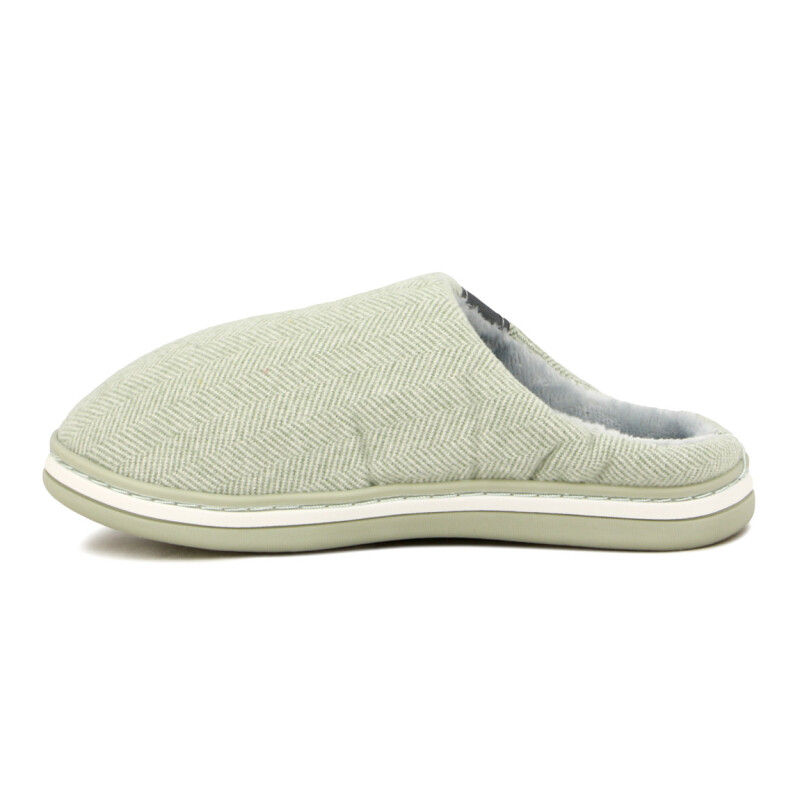 Macri Pantufla Sin Talón Capellada Tela Interior Piel Durazno Verde