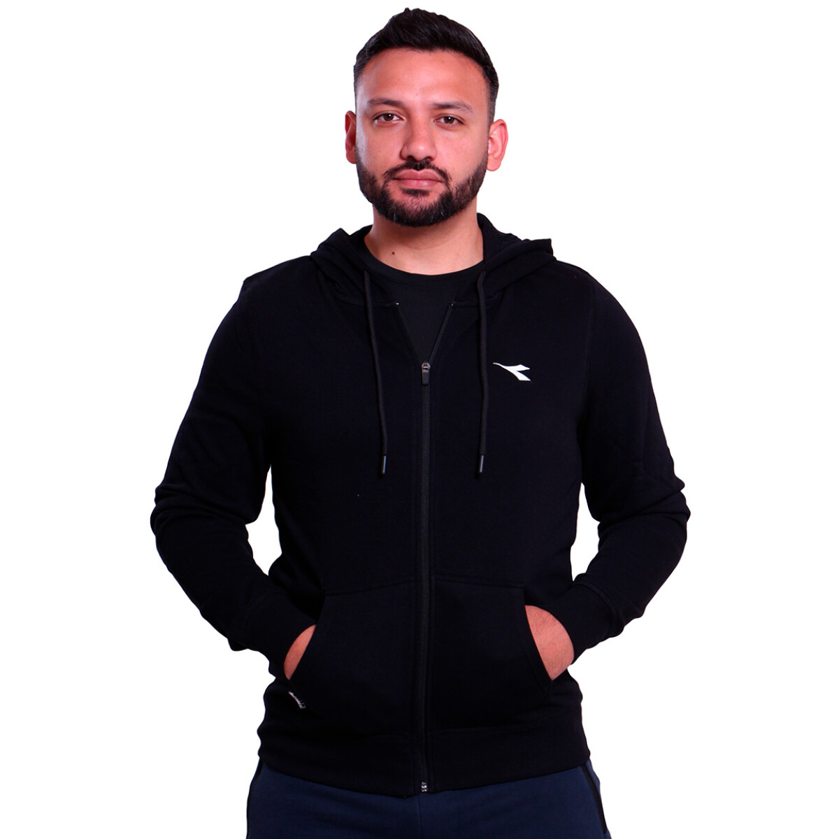Campera Diadora Hombre C/capucha Sin Felpa Negro - Negro 