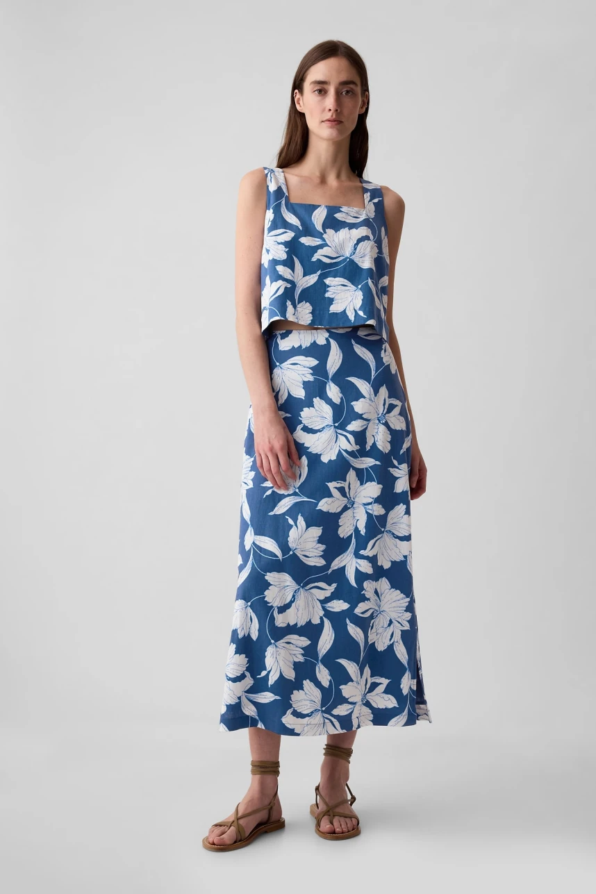 Musculosa De Lino Mujer Sp May Blue Wht Flrl