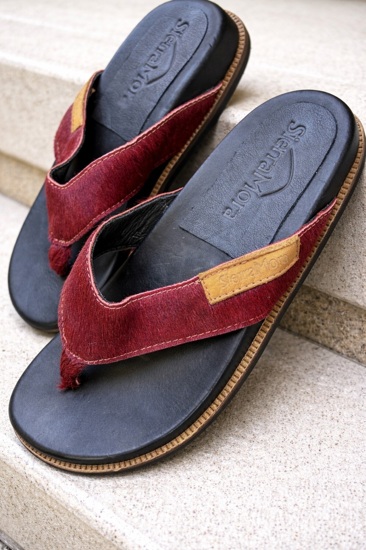 Flip Flop Shoes Cowhide Bordeaux