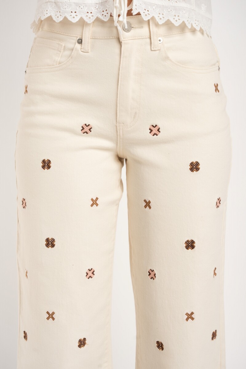 Jean Recto Bordado Off White