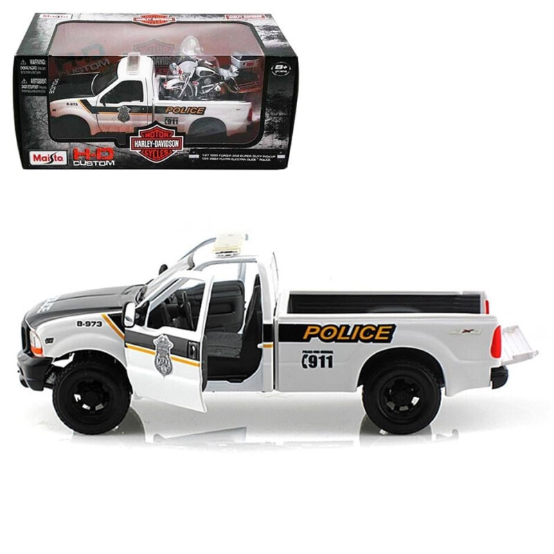 Ford F-350 1999 Pick Up + Harley Police Dep. - B Maisto 1/24 Ford F-350 1999 Pick Up + Harley Police Dep. - B Maisto 1/24