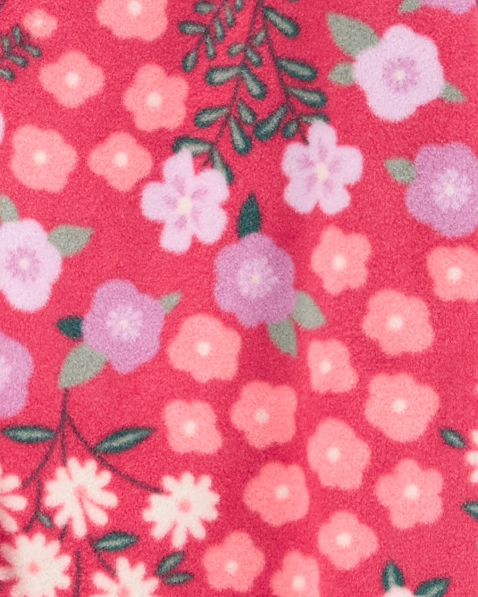 Pijama una pieza de micropolar con pie, diseño floral Sin color