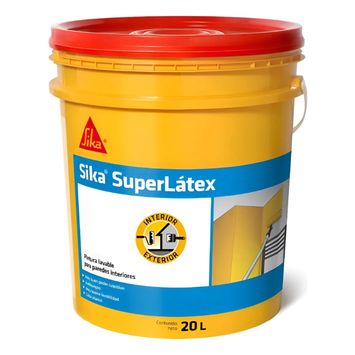 Pintura al agua de interior y exterior Antihongos Lavable Blanca Sika SuperLátex 20 Litros 