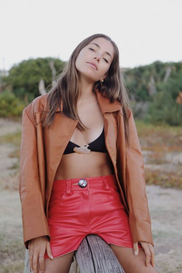 Leather Shorts Coral