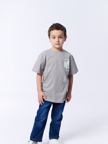 Remera estampa Awesome Gris