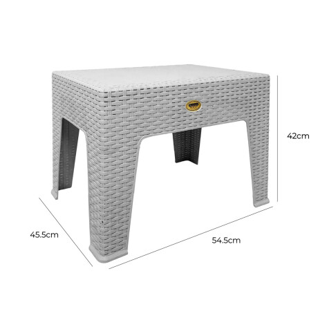 Mesa Ratona Auxiliar Jardín Patio Rattan Exterior UV Blanco