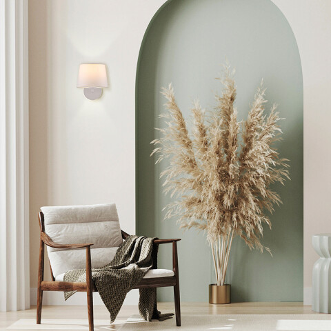 Lámpara pared blanco c/ pantalla tela E27 Ø20X23cm BA0122