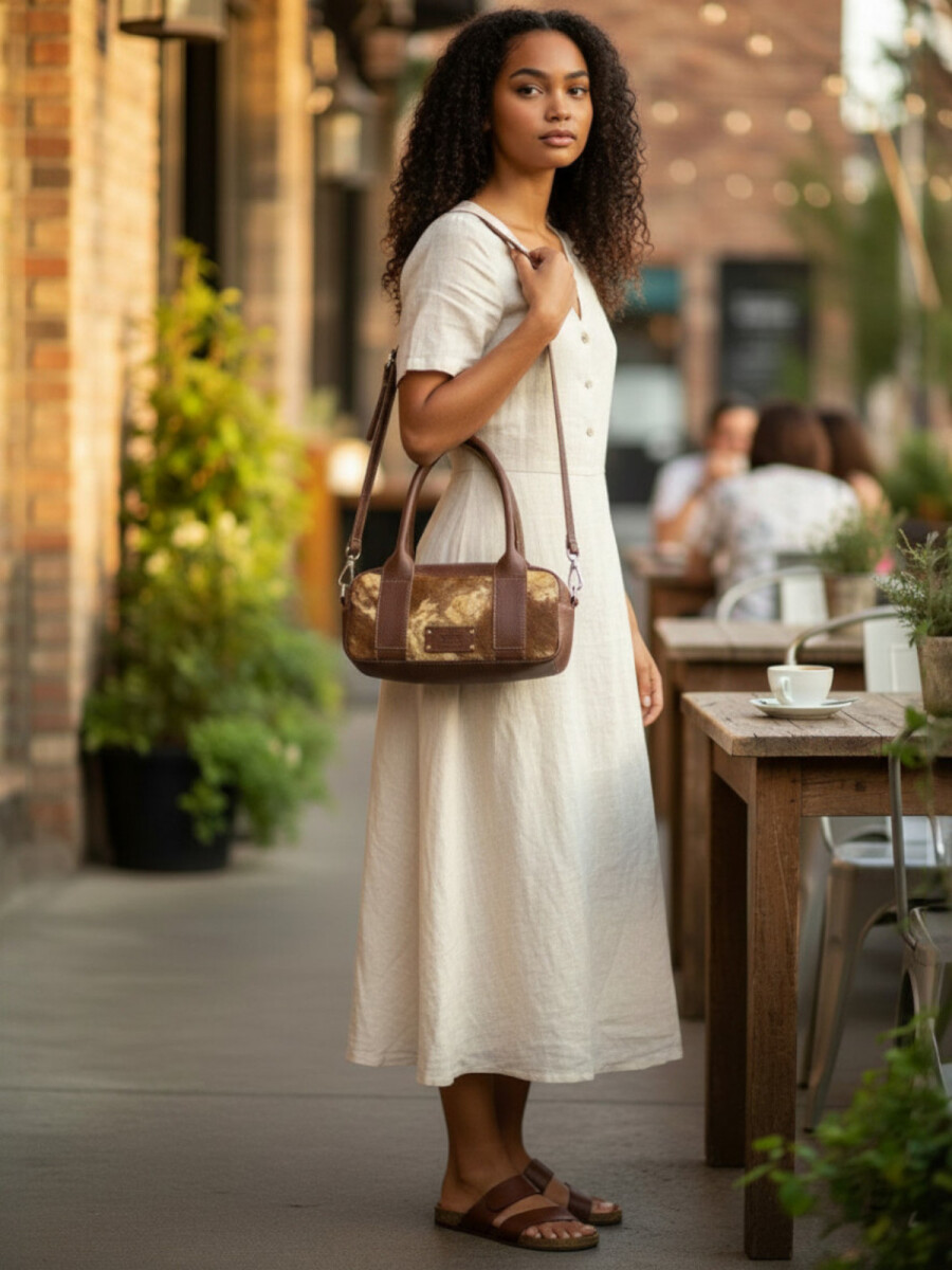 Cartera Baguette en cuero - Marrón 