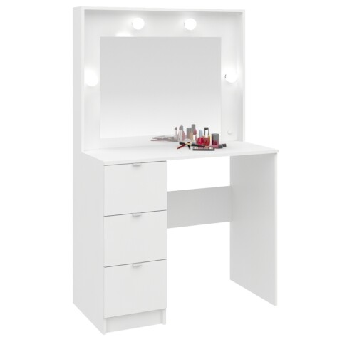 Mueble Tocador Con Espejo Porta Lámparas Luz Maquillaje Con Cajones - MDP - Blanco Mueble Tocador Con Espejo Porta Lámparas Luz Maquillaje Con Cajones - MDP - Blanco