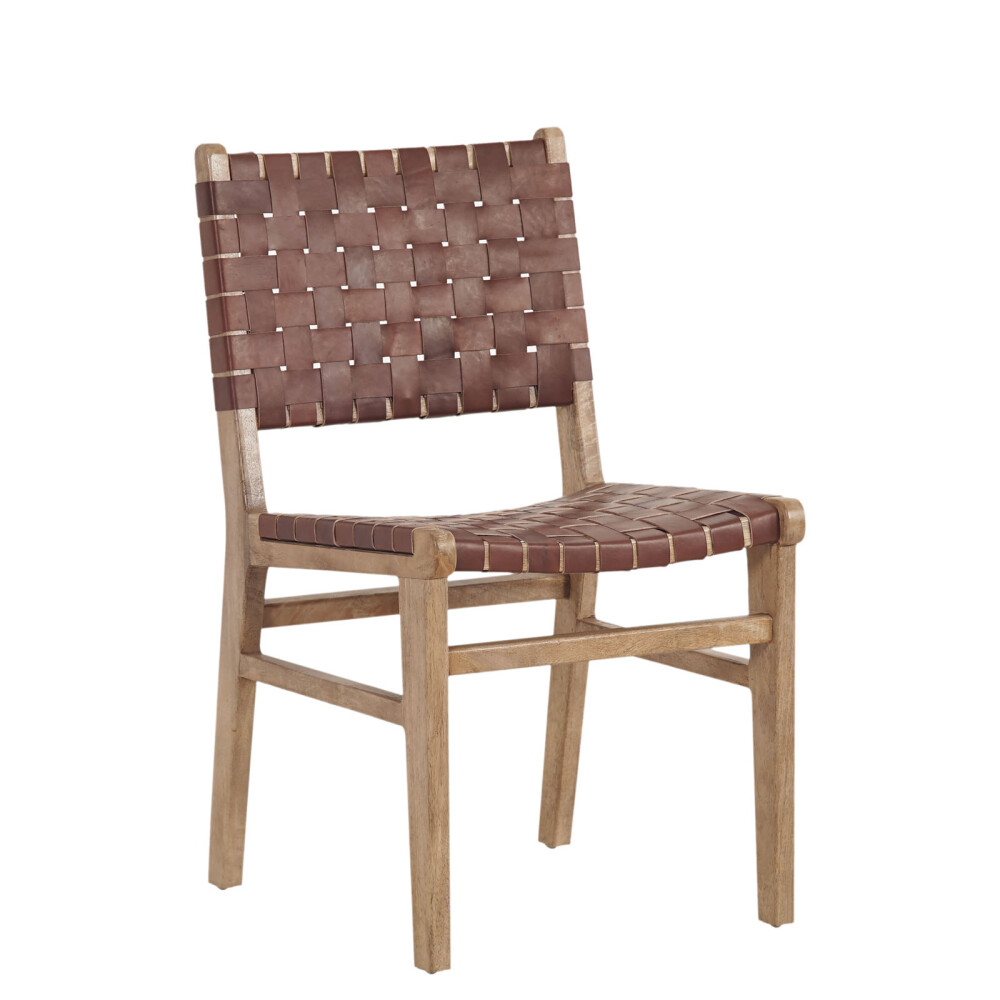 SILLA DE COMEDOR CUERO-Y-MADERA MARRON TRAMA