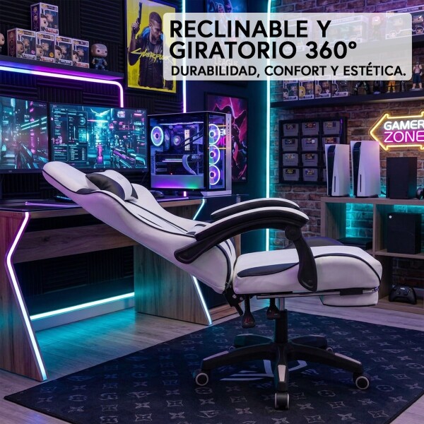 Silla Gamer Ergonomica Escritorio Reclinable Soporta 200kg Imback Blanco con Negro Silla Gamer Ergonomica Escritorio Reclinable Soporta 200kg Imback Blanco con Negro