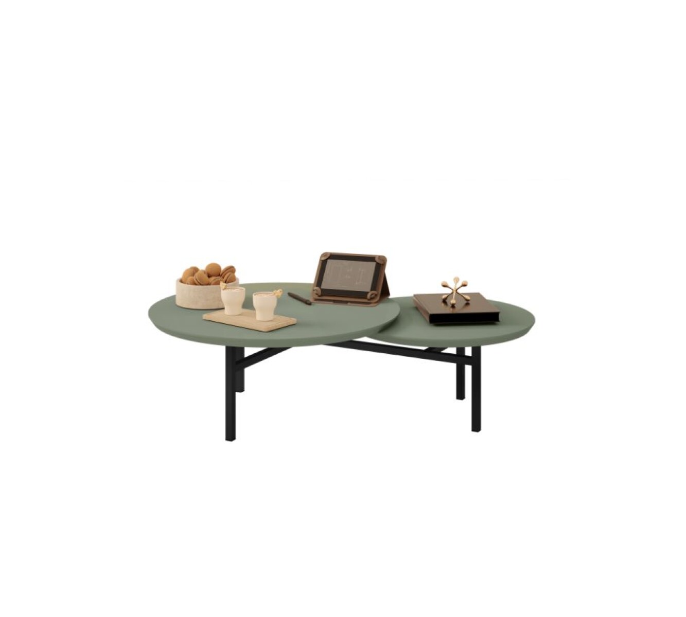 Mesa De Living MDF y Metal - Charlote - Verde 