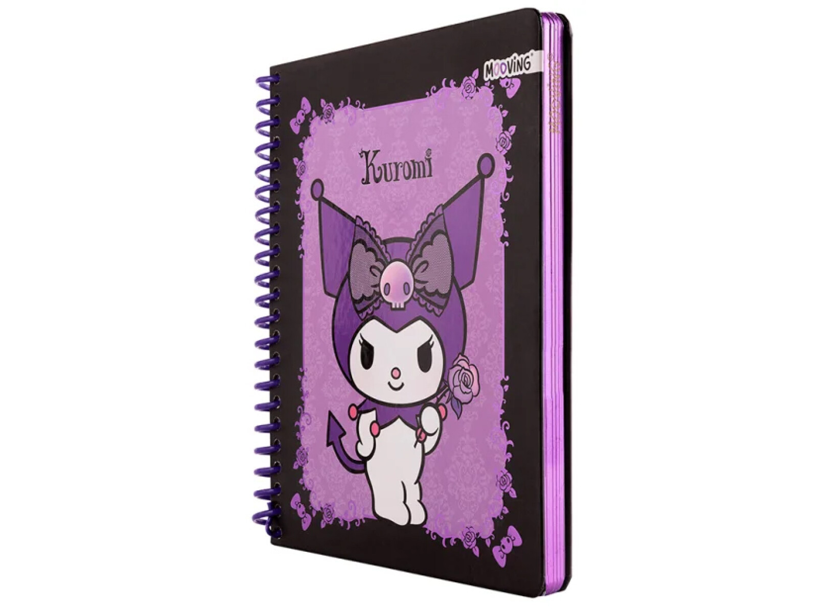 Cuaderno Mooving Premium 1/2 Oficio - Kuromi fondo negro 