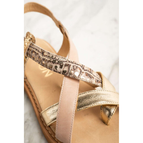 Sandalia Cuero Combinada Rosa